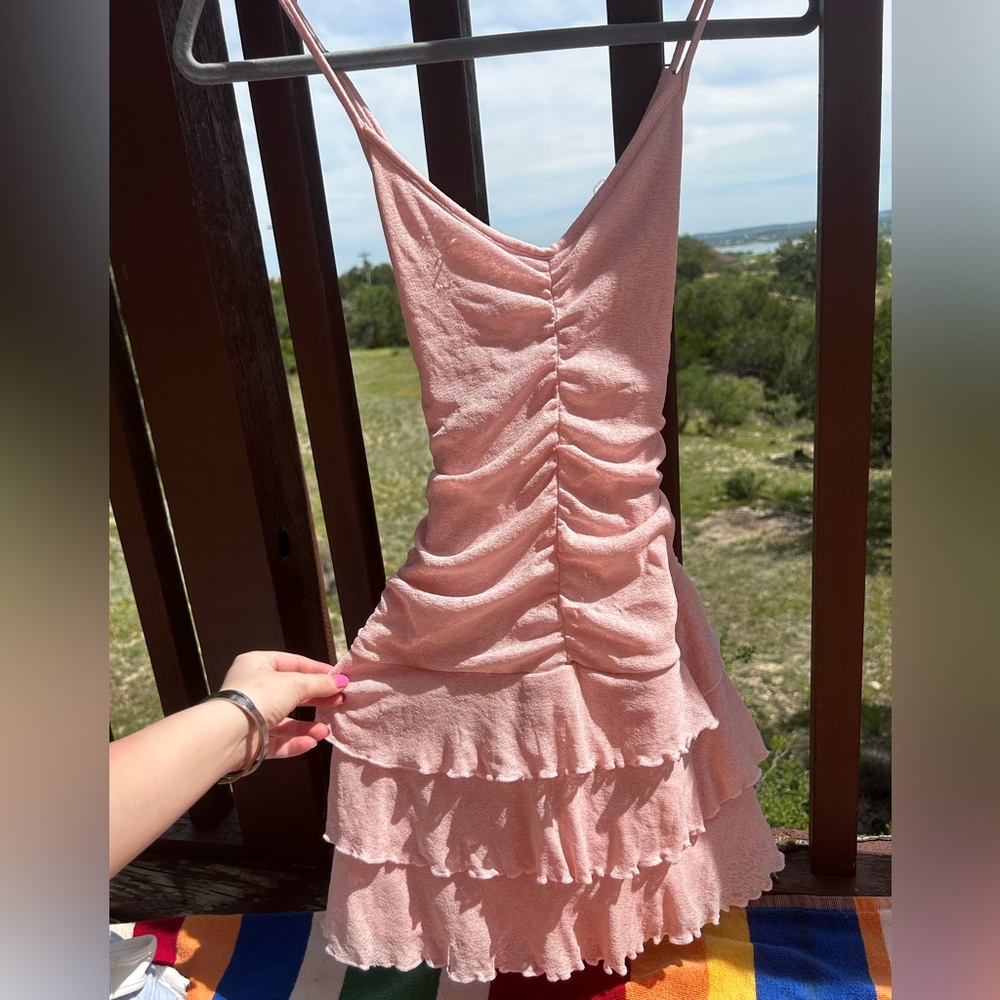 Ruffle pink mini dress